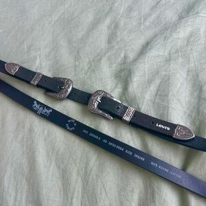 Levi's Black Leather Belt with Western style Buckles
